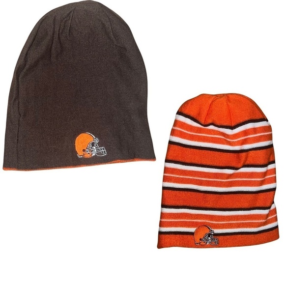 Cleveland Browns NFL Reversible Striped Logo Beanie Hat - Picture 1 of 5